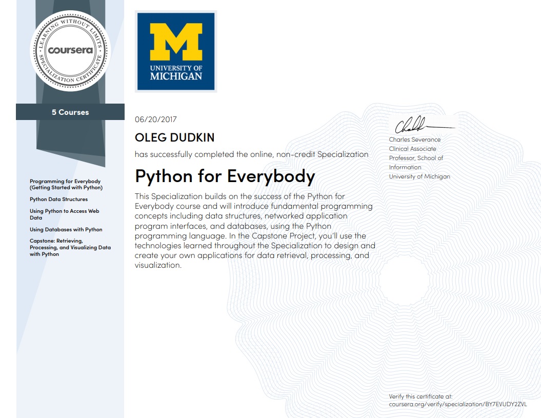 certificate Python dev